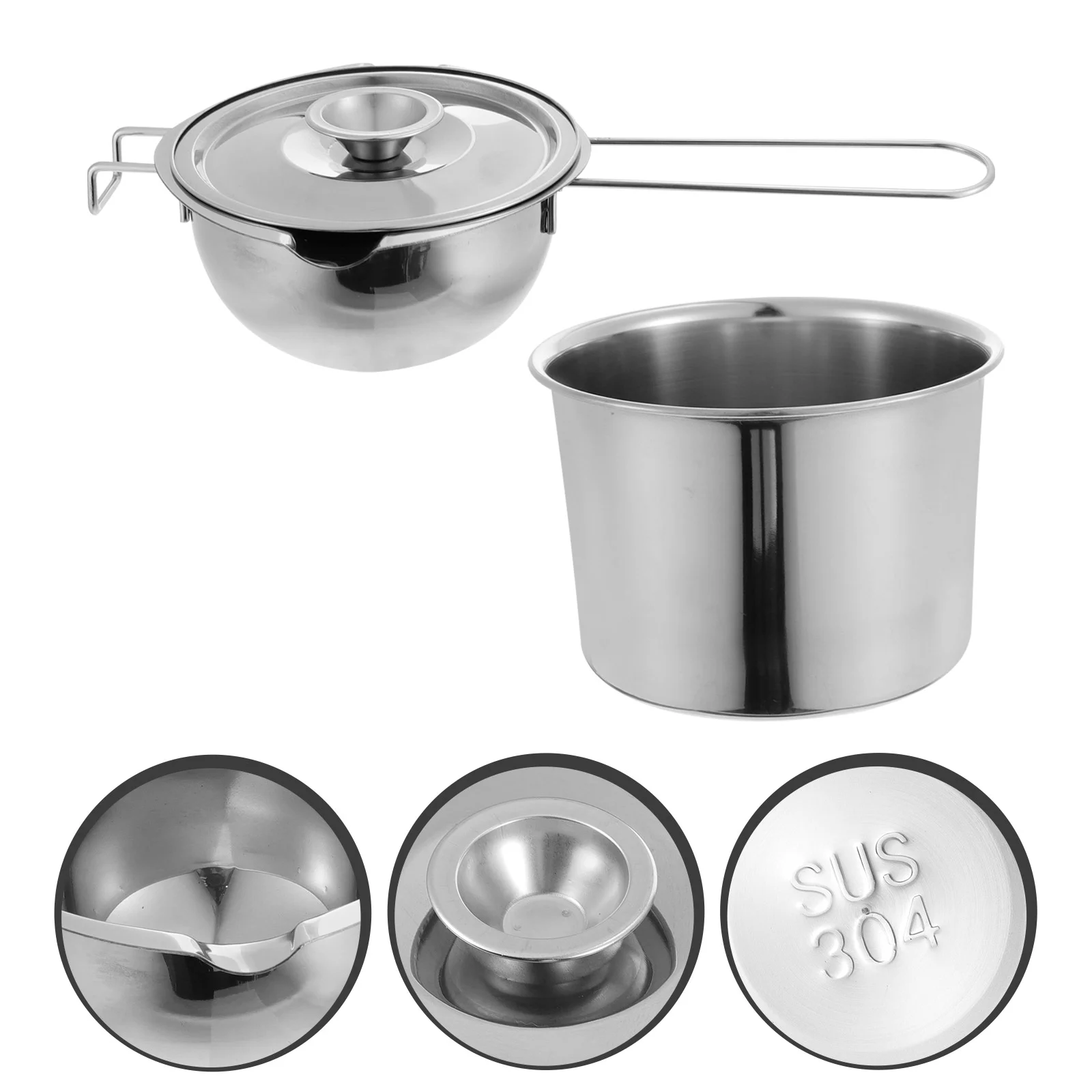 

Kitchen Utensils Melting Pot for Butter Set Steamer Silver Pan Stainless Steel Wax