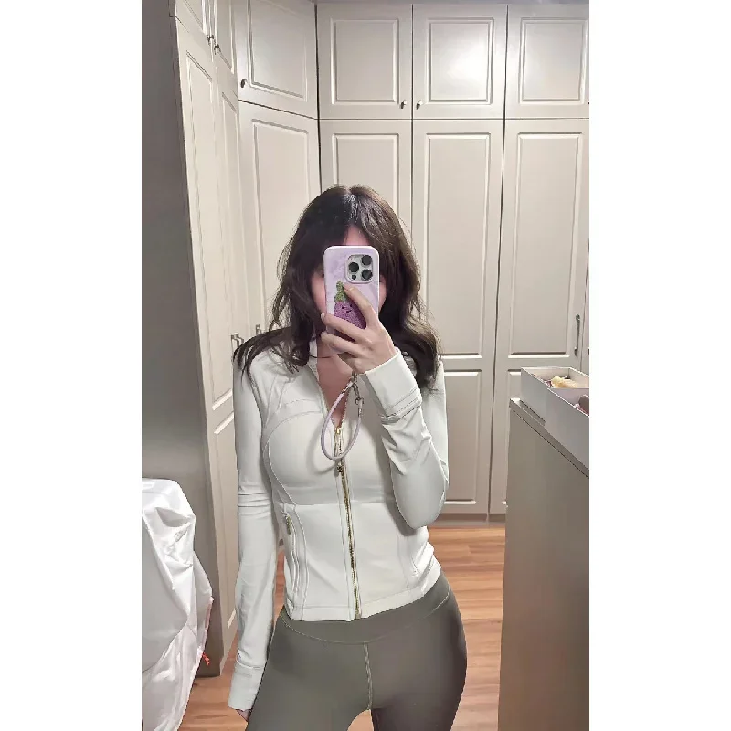 Y2K striped solid color yoga clothes for women autumn slim zipper sports running street fashion retro fitness tops 2024 hot sale