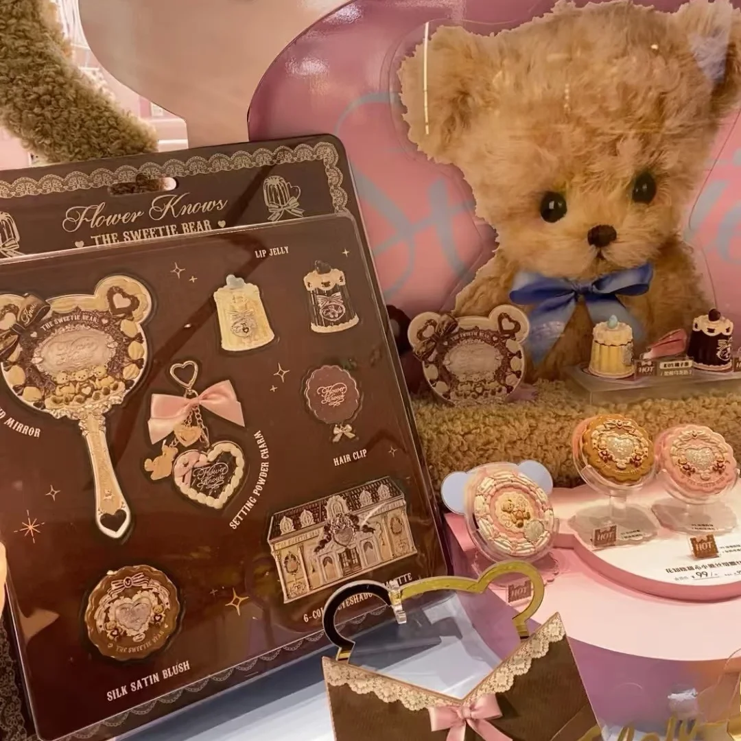 Flower Knows Pop Up Store Limited Edition Sweetie Bear Eyeshadow Blush Lip Jelly and Mirror Cute Xmas Makeup Gift Set for Girls