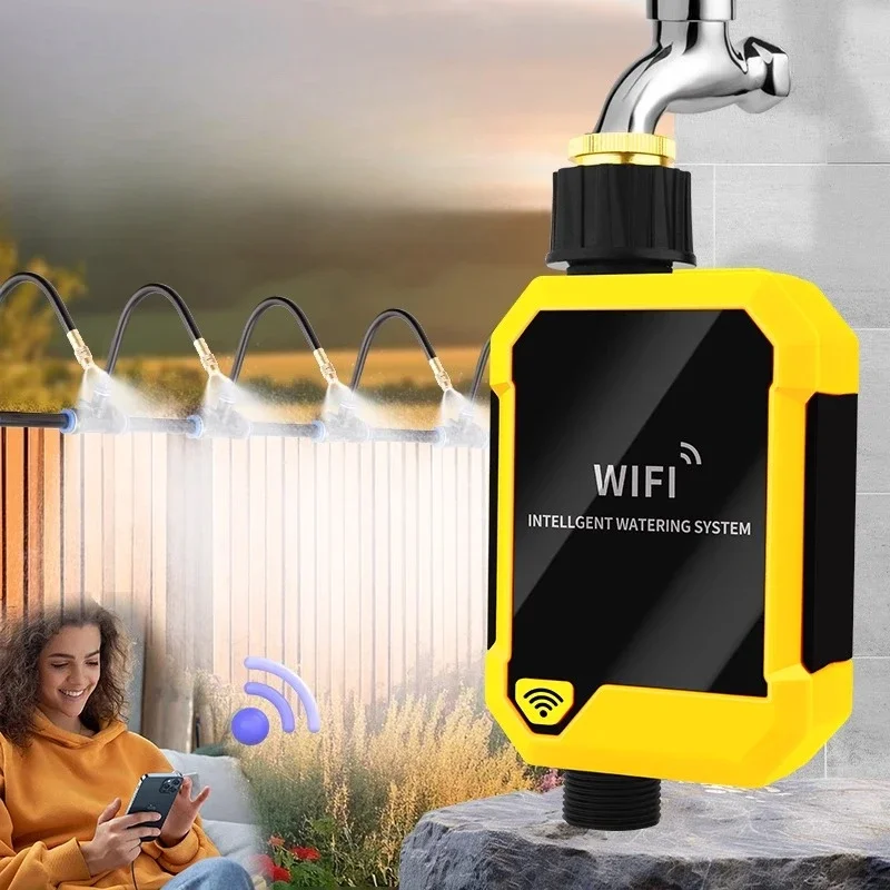 WiFi Automatic Drip Irrigation Kit Phone Remote Control Rain Sensor Adjustable Spray Nozzle For Garden Plant Watering