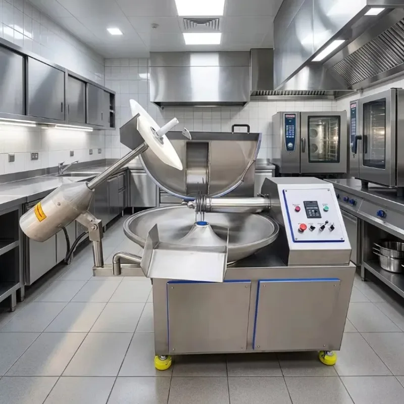 High Efficiency 304 Stainless Steel Automatic Meat Bowl Cutting Machine Electric Chopper Emulsifier for Meat Processing Plant