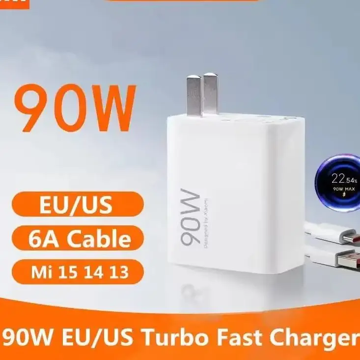 For Xiaomi Charger 90W EU Turbo Charge USB Type C Cable Adapter Mi 15 14 13 Pro Ultra Redmi Note POCO MIX Flip