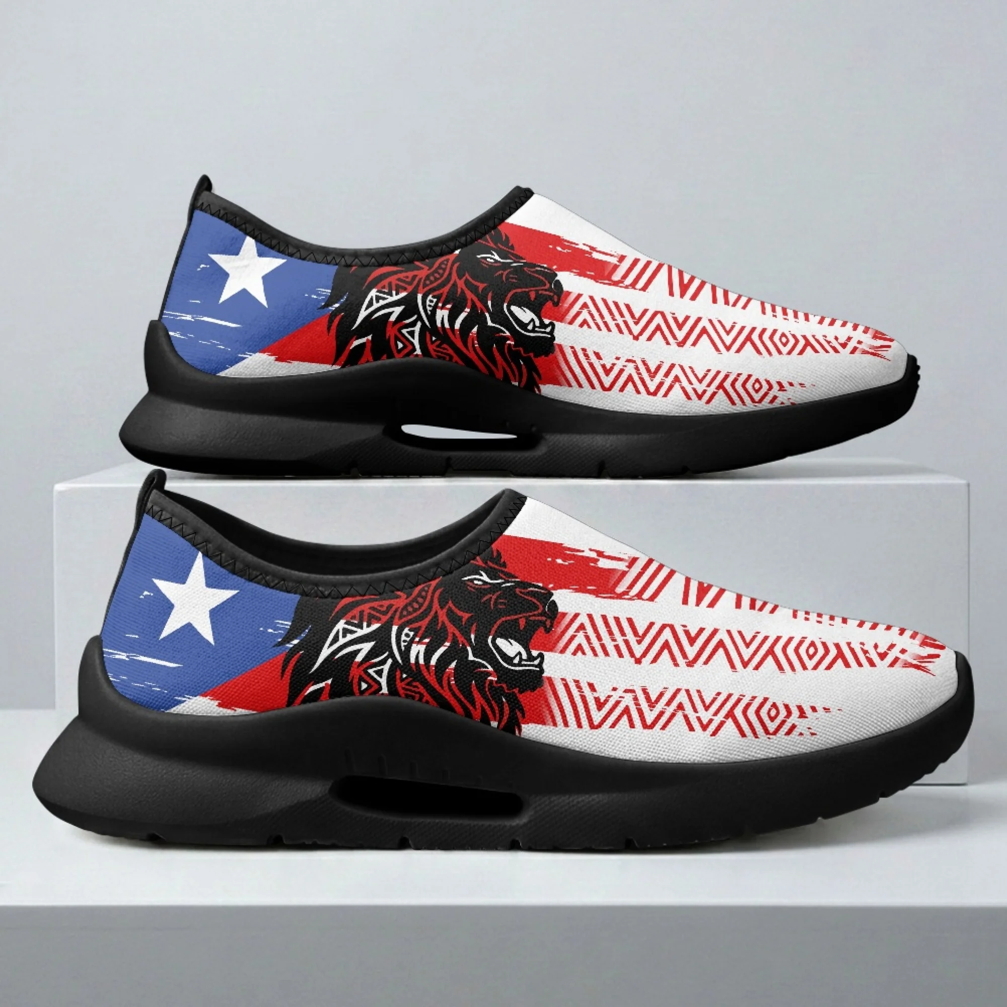 XIXIRIMIDO Puerto Rican Flag Mens Casual Shoes Slip On Walking Sneakers Womens Gym Workout Shoes Breathable Mesh Walking Shoes