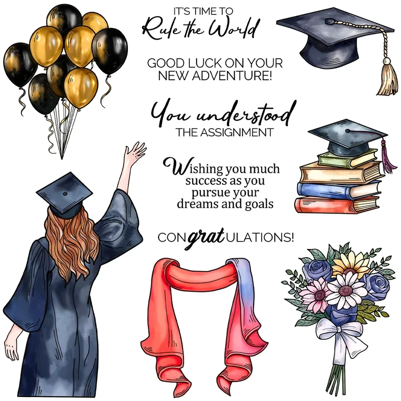 Graduation Season Girls In Suit Cutting Dies Clear Stamp DIY Scrapbooking Metal Dies Silicone Stamps For Cards Albums
