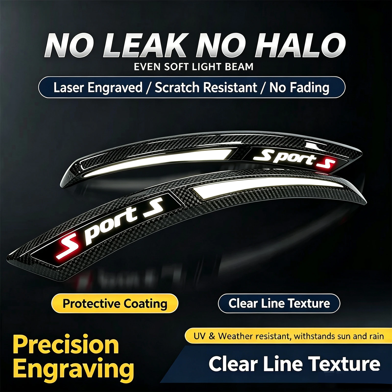 LED Wheel Eyebrow Lights Universal Car Carbon Fiber Gloss Black Side Marker Turn Signal Auto Exterior Lighting For Most Cars SUV