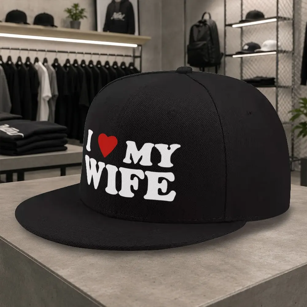 Unisex-Baseballkappe mit Entenschnabel und Aufdruck „I Love My Wife“ – verstellbare Hip-Hop-Mütze mit flachem Schirm, geeignet für kurze Ausflüge und den täglichen Gebrauch
