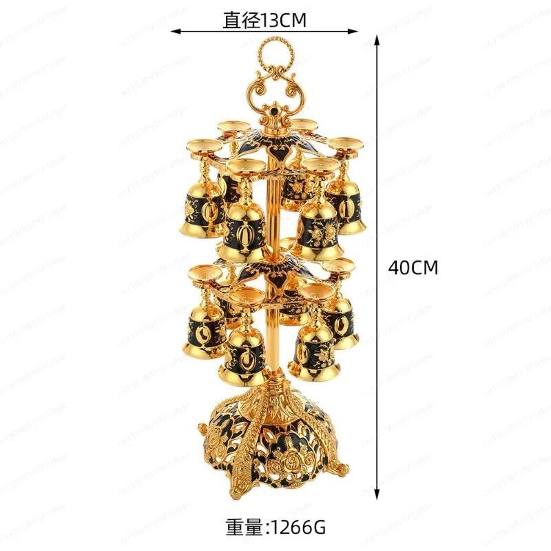 Light luxury retro zinc alloy cup holder double-layer inverted wineware set white wine glass hanging cup holder handicrafts