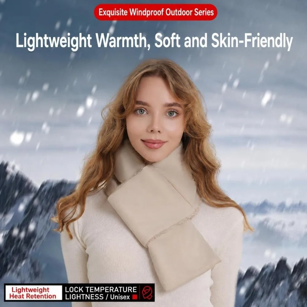 Luxury Waterproof Neck Warmer Thick Down Cotton Filled Outdoor Scarf Furry Texture Windproof Thermal Scarf For Men Women
