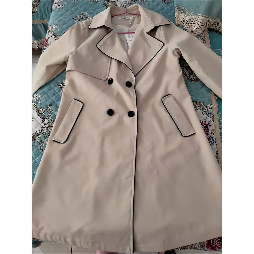 

Весенне-осенние плащи, женские тонкие двубортные женские плащи с поясом, длинные ветровки в британском стиле Femmino