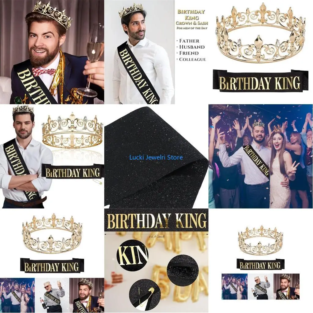 

193E Мужской День Рождения Стразы Королевская Корона День Рождения Пояс Набор Партии Реквизит Поставки День Рождения Король
