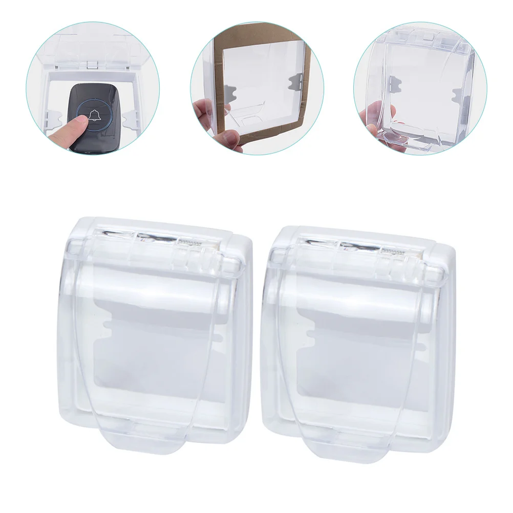 2 Pcs Waterproof Shell for Attendance Machine Rainproof Transparent Doorbell Cover Key Board Splash-proof Outdoor Protector