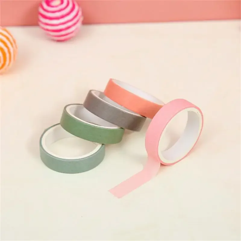 5rolls/Set Basic Solid Color Washi Tape Rainbow Masking Tape Diary Scrapbook Decorative Adhesive Tape Sticker Gift Stationery