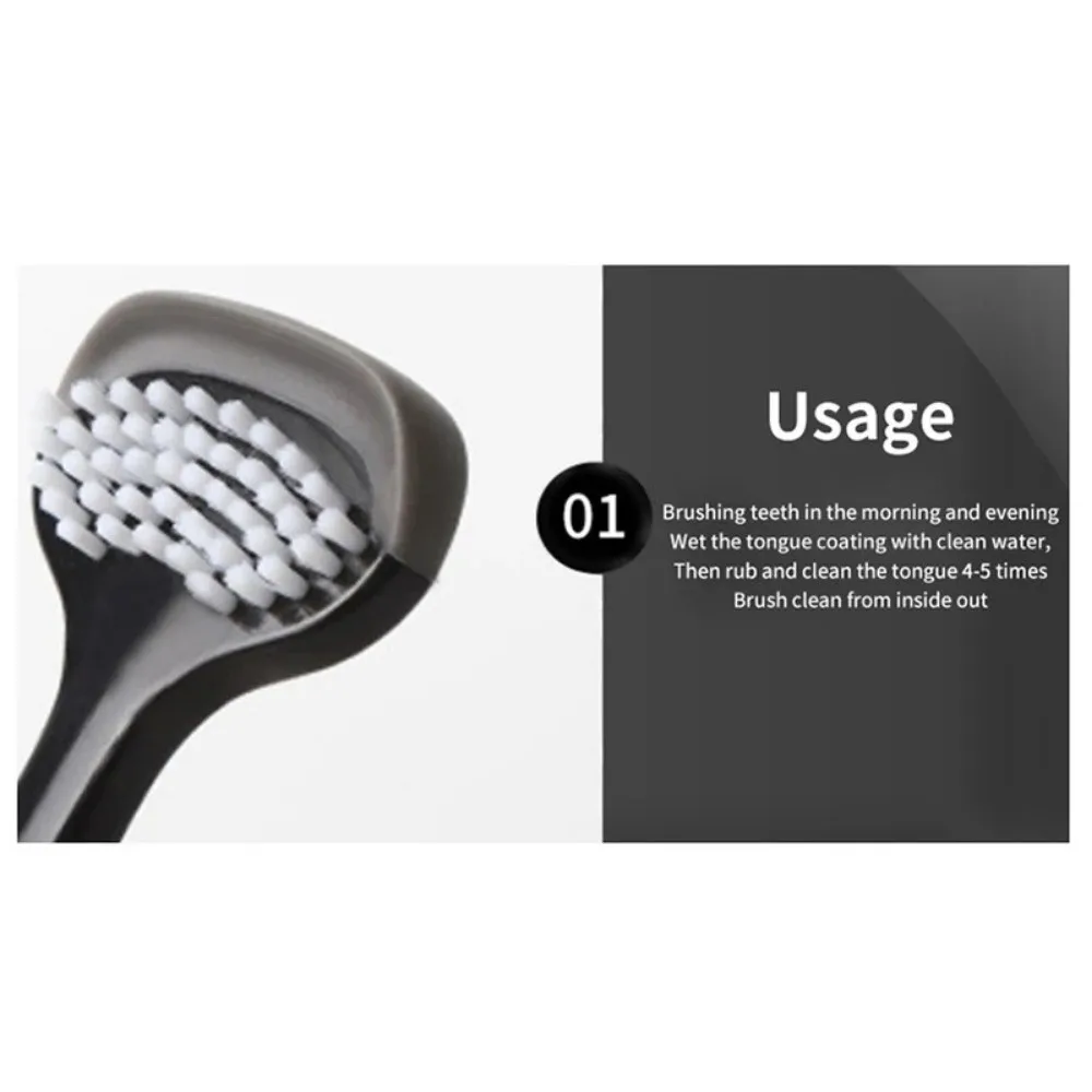 Triple Effect Tongue Scraper Silicone Reusable Oral Cleaning Brush Brush Fresh Breath Tongue Scraping Brush
