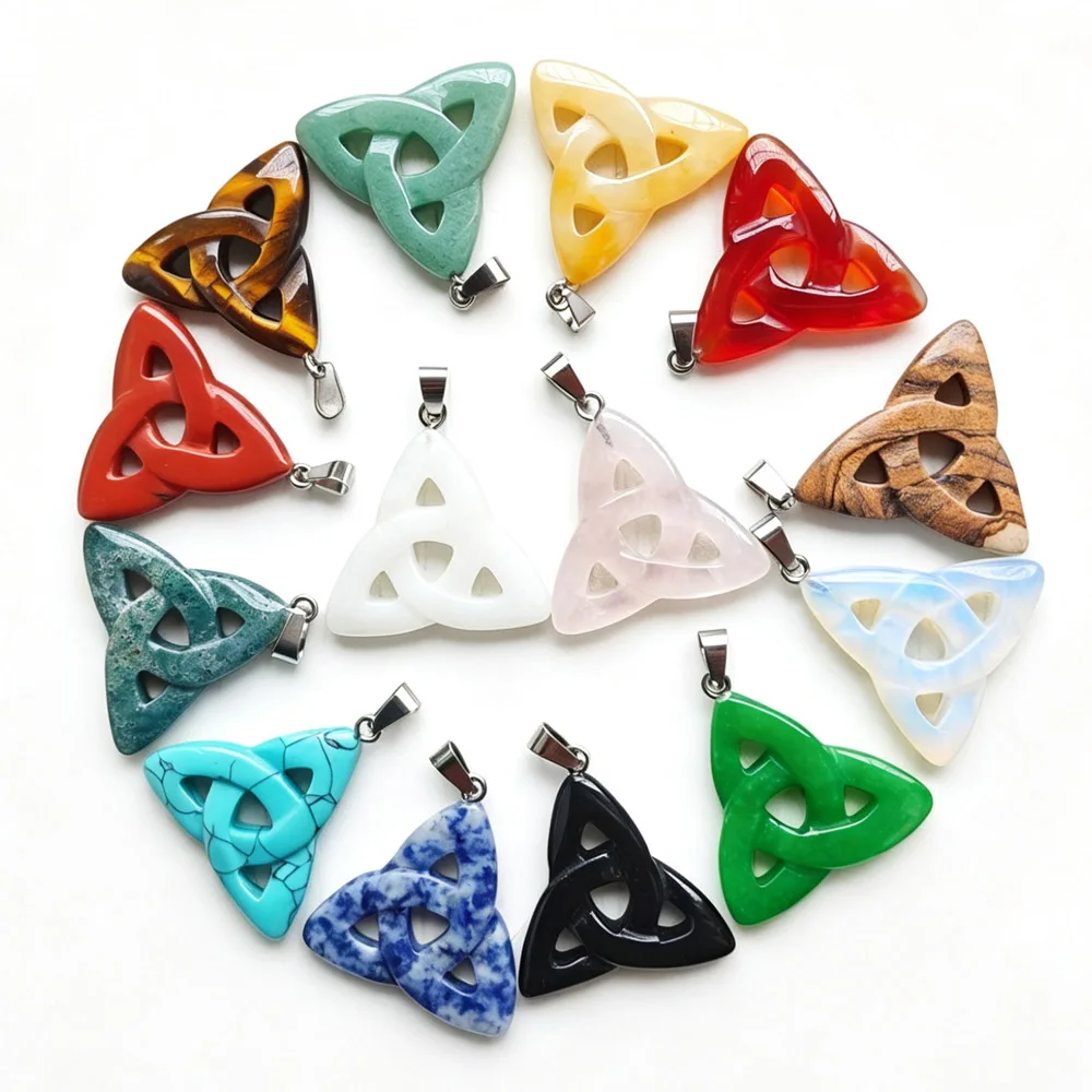 8pcs Mix Natural India Agate Hollow Triangle Shape Pendants DIY Necklaces Jewelry Accessories Making Wholesale Fast Shipping