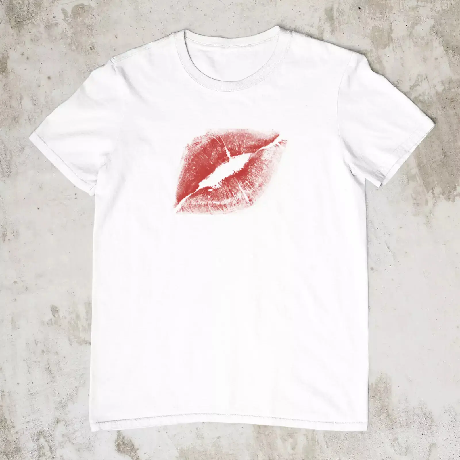 Lips Kiss Imprint Logo Funny Printed Cotton Men'S T-Shirt Top Tee Sports