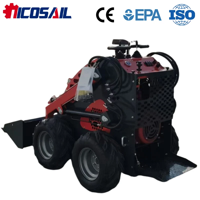 

Мини-погрузчик Nicosail 380E с бортовым поворотом, одобренный CE, напрямую от производителя, многофункциональный малогабаритный погрузчик для сельскохозяйственных работ
