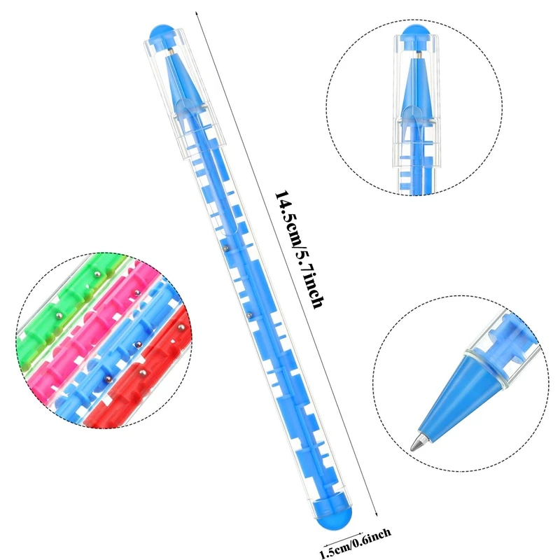 24Pcs Maze Pen Puzzle Ink Pen Fidget Toy Pen With Ball Maze Inside For School Office Stationery Birthday Party Supply