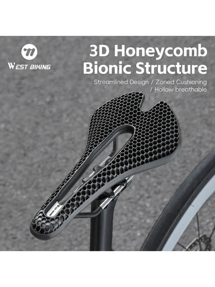 AliExpress West Biking WEST BIKING Ultralight Comfortable Breathable MTB Gravel Road Bicyle Riding Seat Part Bicycle Saddle 3D Printed Honeycomb Saddle