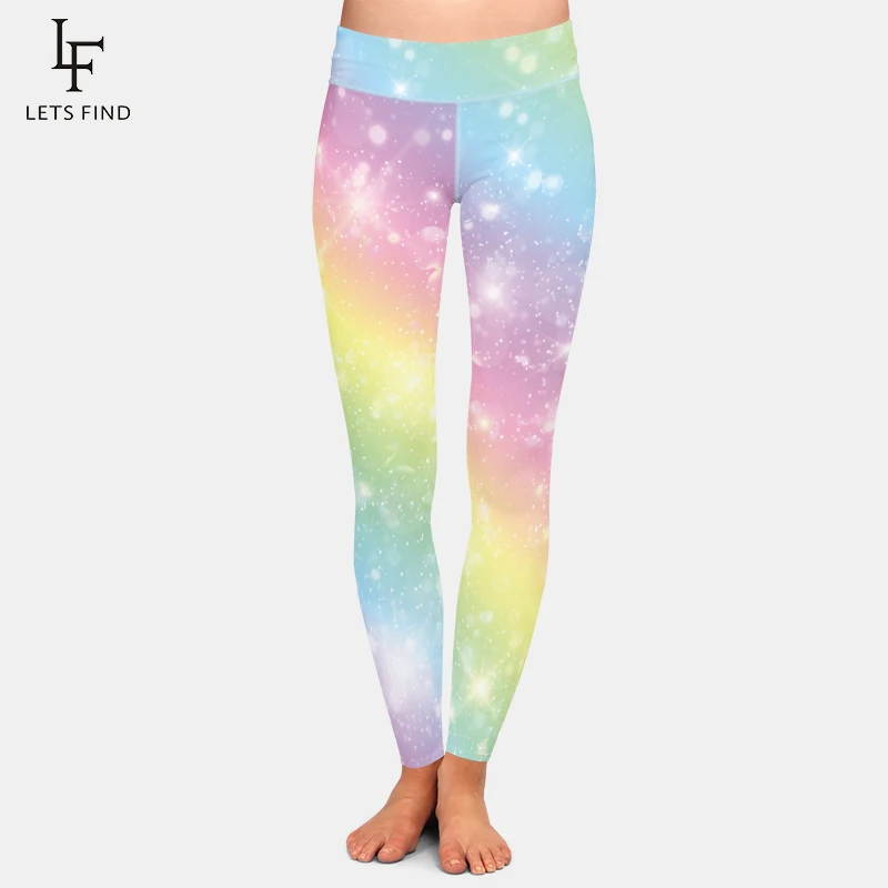 LETSFIND Fashion Beauty Flower Printing Leggings Women High Waist Workout Ankle-Length Leggings