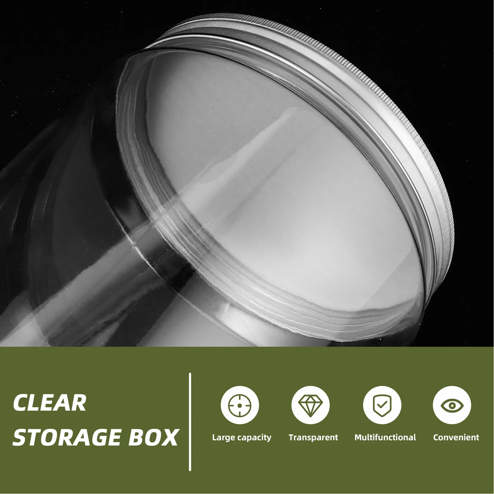 Clear Dustproof Storage Jar – 20cm Transparent Display Box for Cotton, Collectibles & Kids Room Organization - view 3