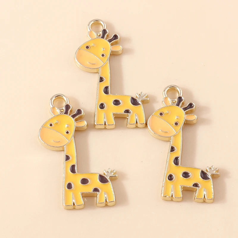20 Stück 16x27mm Cartoon Emaille Tier Giraffen-Anhänger für Schmuckherstellung, Halsketten, Ohrringe, Armbänder, DIY-Bastelbedarf – Detail 4