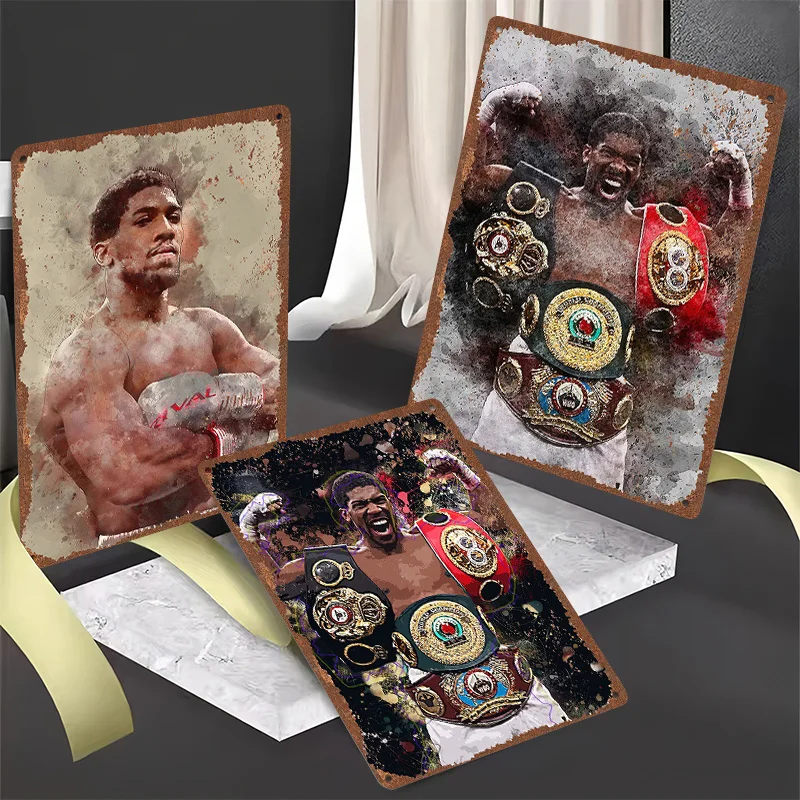 Anthony Joshua Boxer Metal Posters Custom Vintage Metal Signs Wall Art Tin Plaque for Man Cave Home Decor Gaming Decoration Room