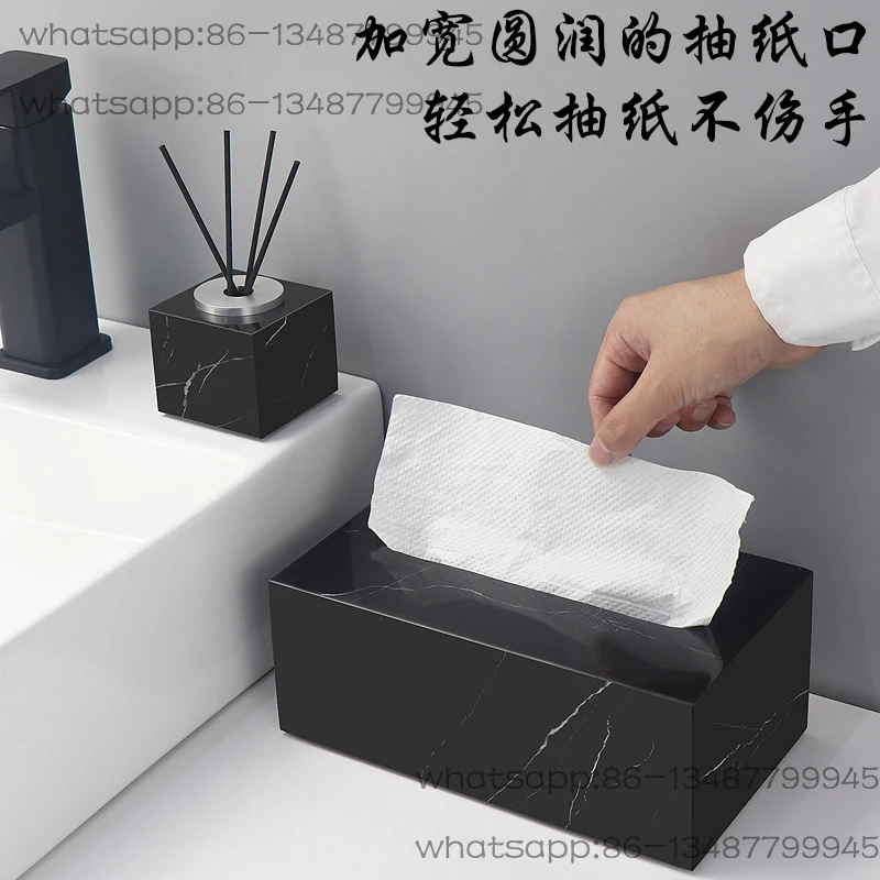 Natural Marble Tissue Box Nordic Light Luxury Toilet Paper Pumping Carton Ins Style Hotel Living Room Model Room Ornament