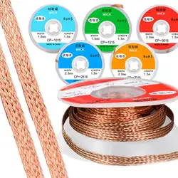 Bande tressée à dessouder, dissolvant de soudure de soudage en cuivre, mèche de soudure de fil, flux de 18 fils, outil de réparation BGA, 1/1mm, 5/2mm, 3/3mm, mm, 4mm