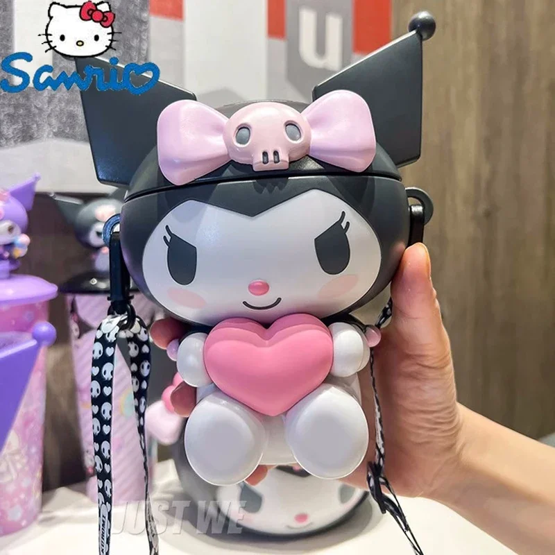 

2025 Sanrio Kuromi Water Cup 650ml Cartoon Popcorn Bucket Anime Cute Plastic Portable Kettle Girl School Student Lovely Gifts