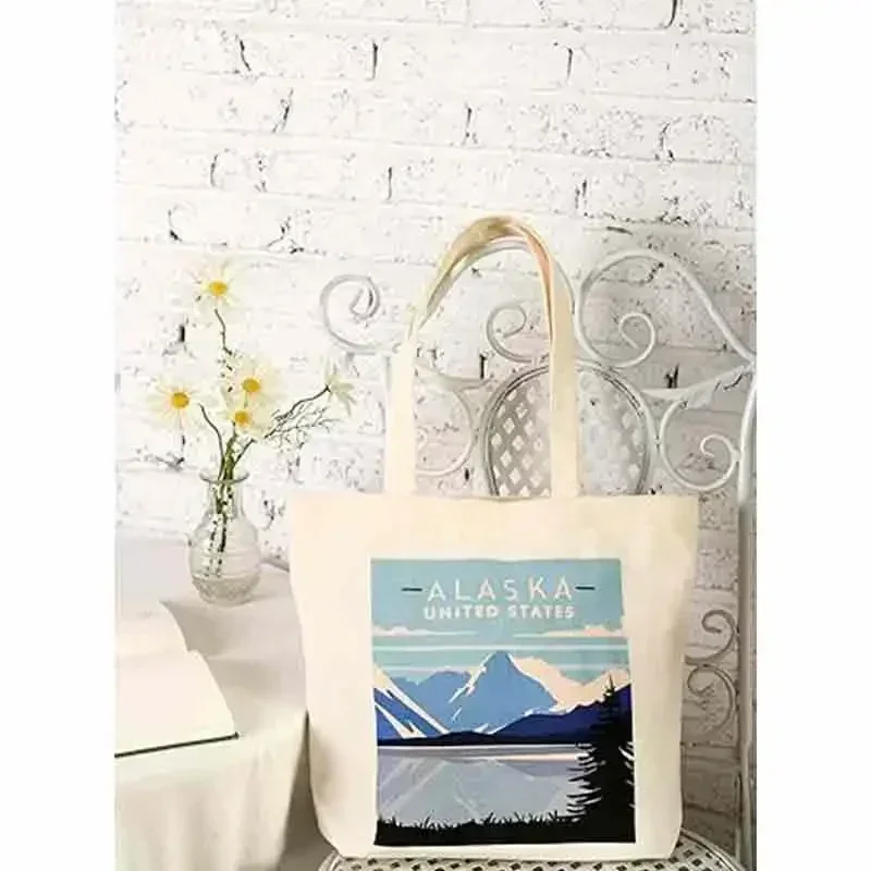 SE12 Aesthetic Canvas Tote Bag with an Inner Pocket, Reusable Grocery Bags For Women, Beach, Shopping