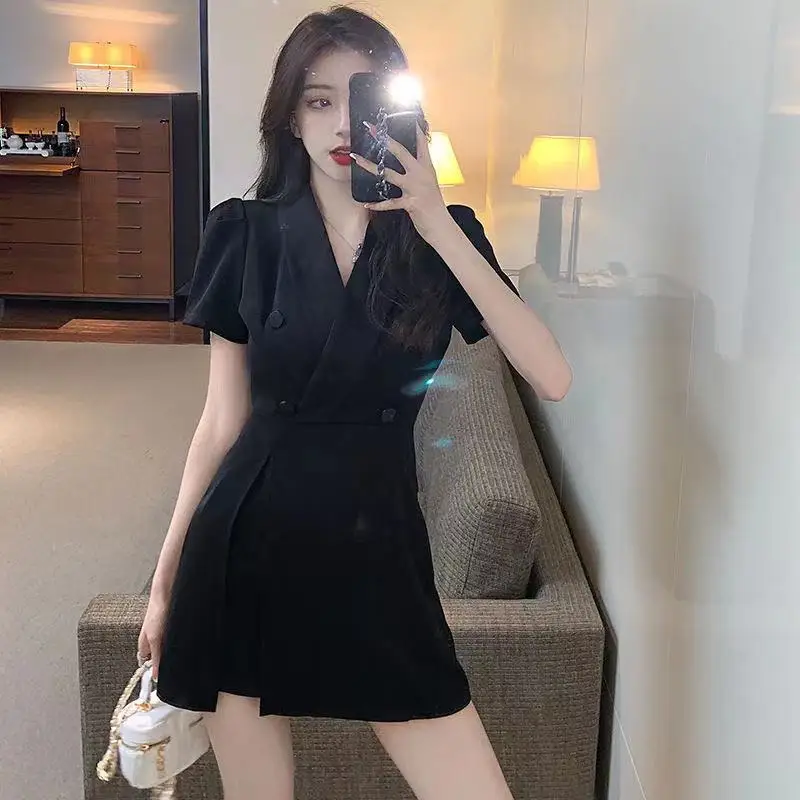 Korean Dresses for Women Cotton Chiffon Fashion Midi Women\'s Summer Suit Dress 2024 Aesthetic Clothing Casual One-piece Trend