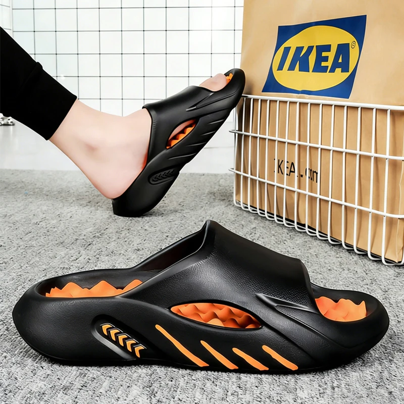 

One Band Mens Summer Slippers Cloud Feel Thick Sole Anti Slip Trendy Outdoor Beach Casual Daily Walking Footwear