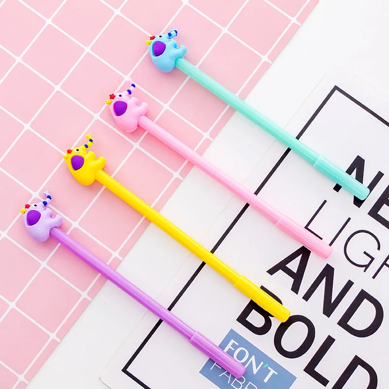 24Pcs cute creative little colorful elephant cartoon student gender-neutral pen, student stationery