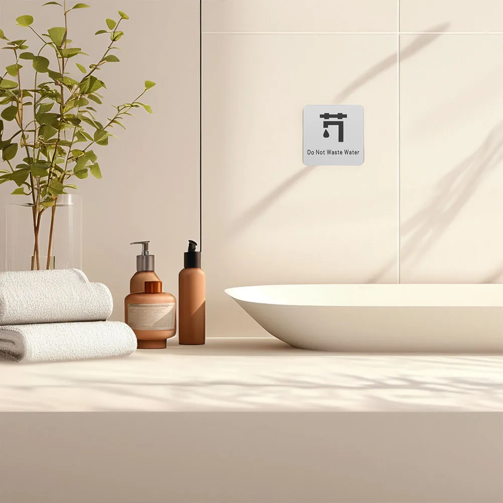 

Water Saving Reminder Stickers Kitchen Sink Conservation Silver Aluminum Composite Panel