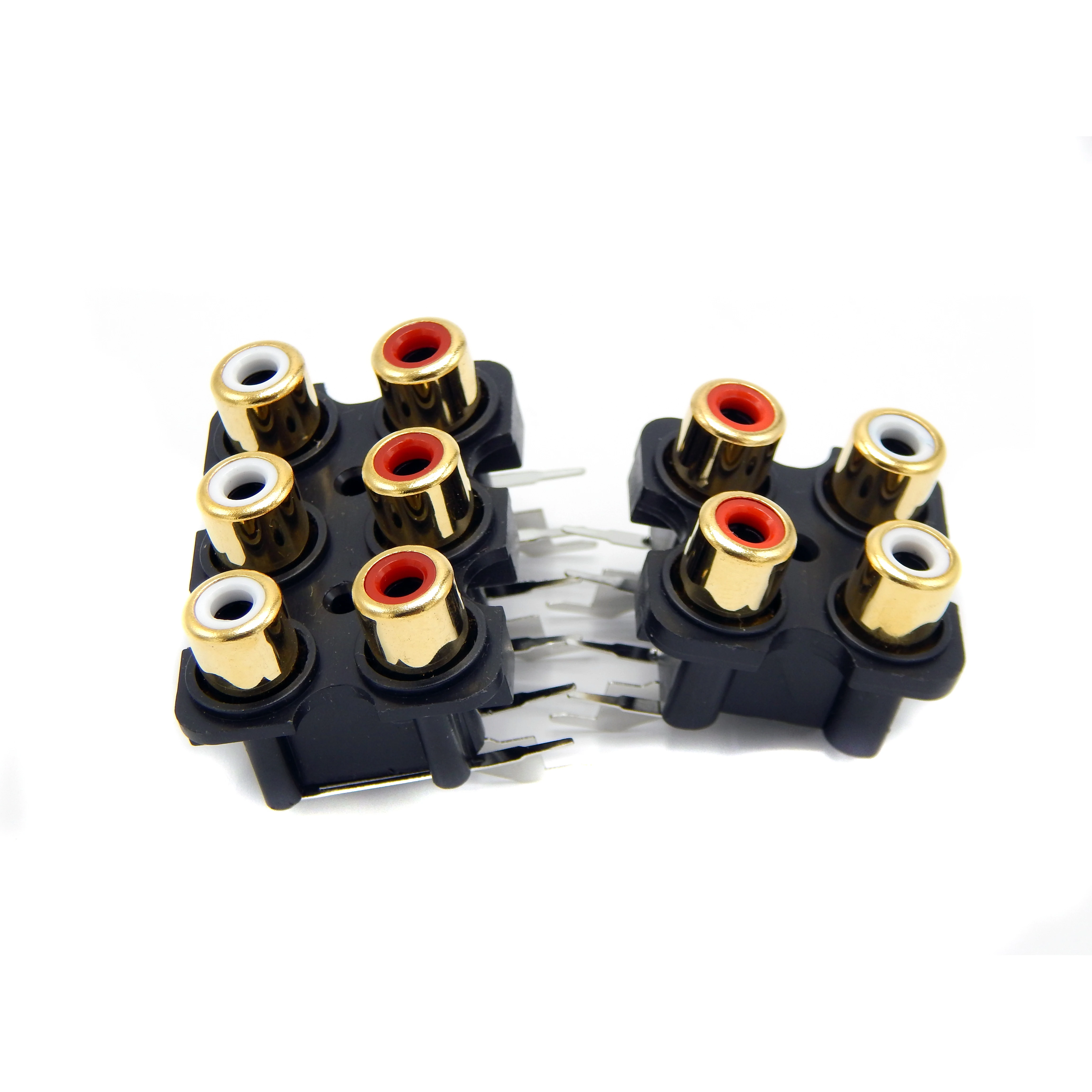 Hifi DIY Signal Cable RCA Plug Socket 4 Ways 6 Ways Gold-plated Of Audio Amplifier AV RCA-607 Female Socket Plugs Connector