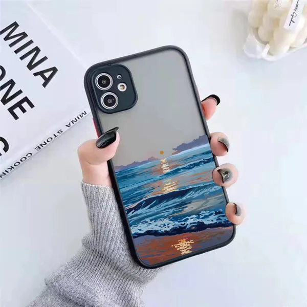 Aquarell-Malerei Handyhülle für iPhone 17 16 15 13 12 11 14 Pro Max X XS XR Max – Stoßfeste Hüllen mit Ozeanwellen-Motiv – Detail 6