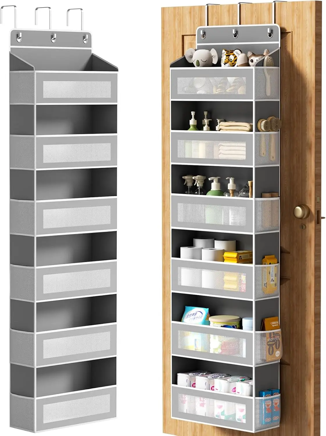 

6-Tier Over Door Organizer with Large Pockets, 44 lb Capacity Hanging Storage for Closet Bathroom Nursery