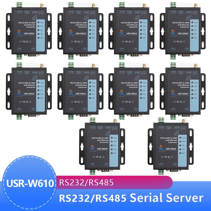 10PCS USR-W610 SSL HTTPS Serial RS232 RS485 to RJ45 Ethernet WiFi Converter Wireless Server Converter Built in Web Server