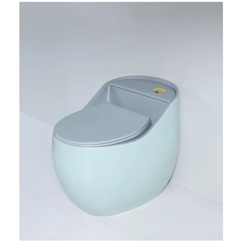 Household cute egg-shaped colored toilet, siphon-type pumping water-saving ceramic bathroom