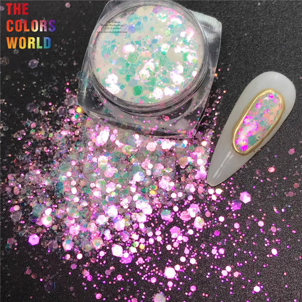 TCT-849 High Brightness White Rainbow Colorful Mermaid Sparkle and Shine Chunky Glitter For Nails Art Eye Makeup Face and Body