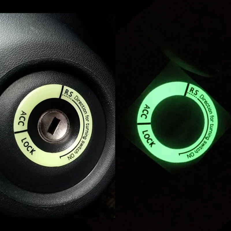 1/2/3/4Pcs Night Luminous Car Ignition Key Ring Stickers Auto Motorcycle 3D Decals Decoration Key Fluorescent Circle