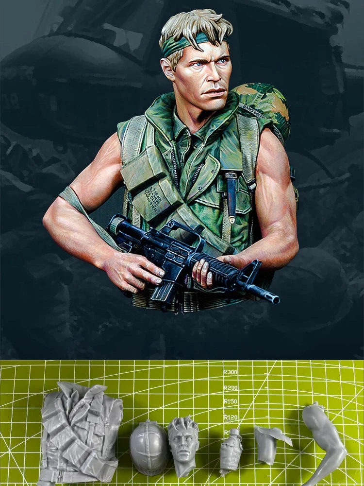 

Высокоточная 1:10 литая под давлением модель из смолы в сборе, бюст из смолы, статуя американского солдата в неокрашенном состоянии