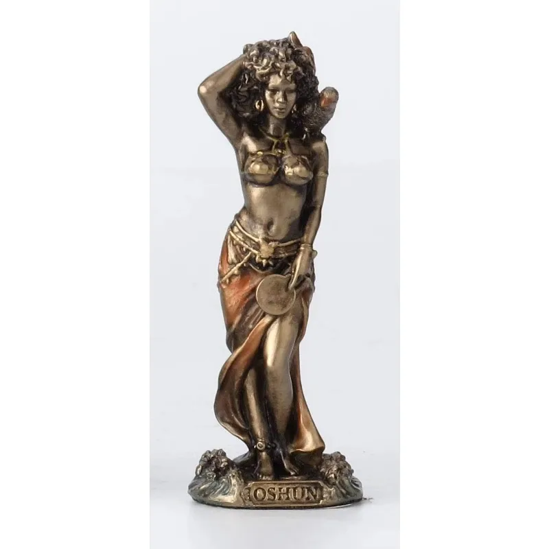 3 1/2 Inch Oshun Santeria Orisha Goddess of Love, Beauty and Marriage Cast Resin Hand Painted Antique Bronze Finish, Customized