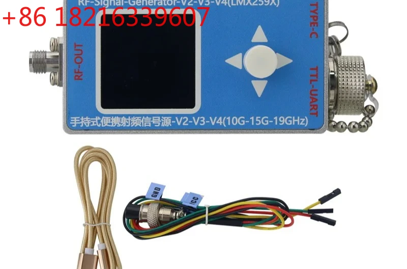 TAO  RF-Signal-Generator-V2 (20M-9.8GHz) Handheld Signal Source with Type-C Cable and UART Serial Data Communication Cable