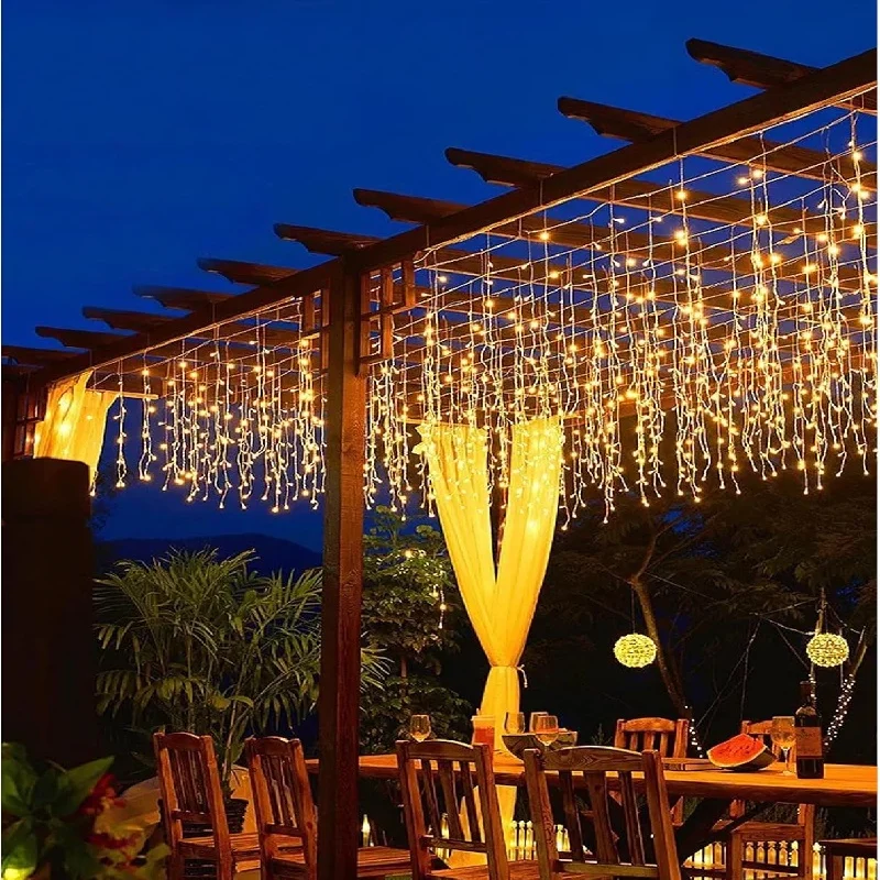 

Solar Icicle String Lights 3.5M LED Waterproof Eaves Decor Light Outdoor Curtain Icicle Light Patio Yard Garden Party Decoration
