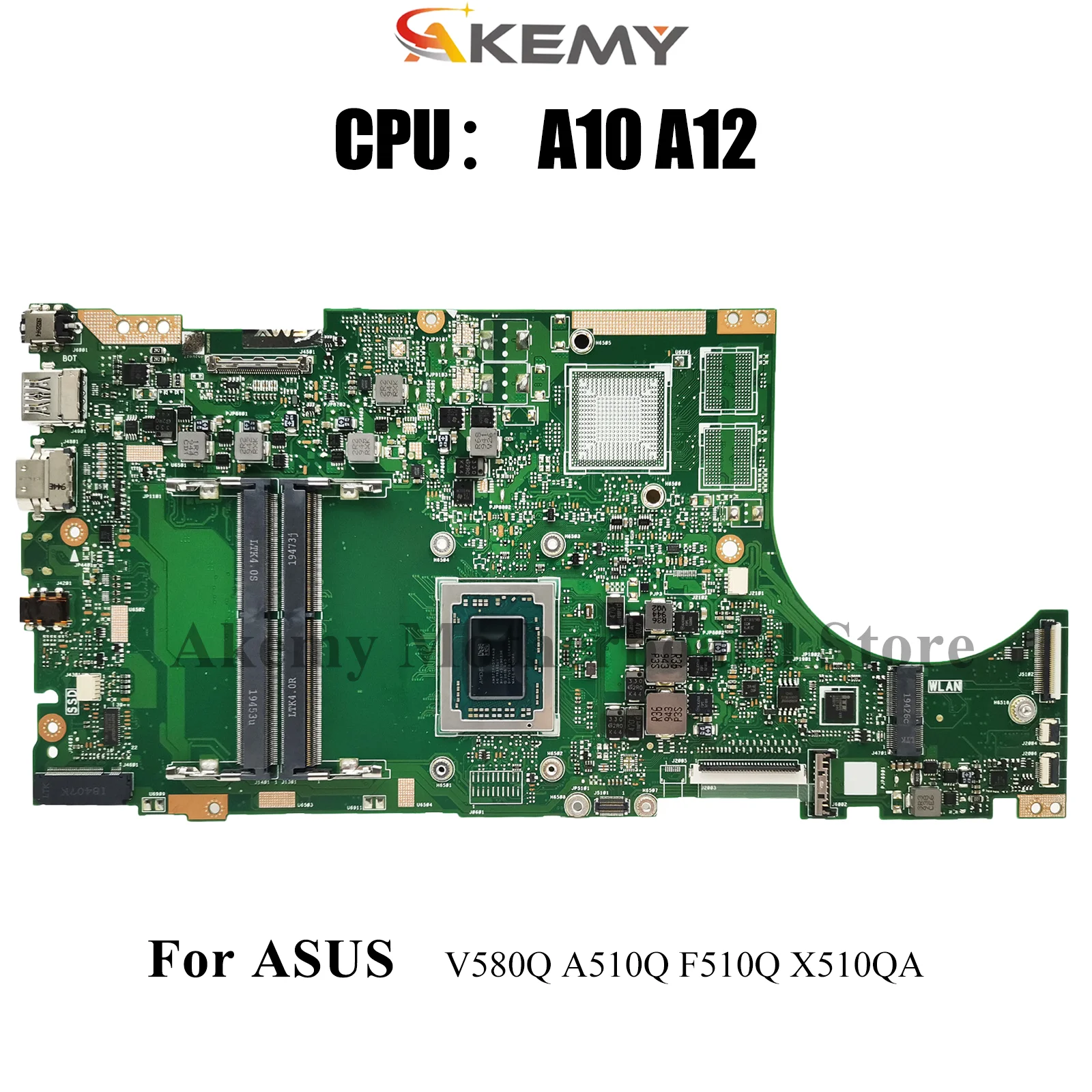 

X510QR Материнская плата для ноутбука ASUS VivoBook A510Q X510QA V580Q X510Q F510Q X510QR Материнская плата с процессором A10 A12 100% tests OK stk