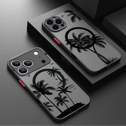 Magnetic Coconut Palm Pattern Case For iPhone 15 14 Pro Max 13 12 11 16 16e 17 Air For Magsafe Wireless Charge Back Cover Fundas