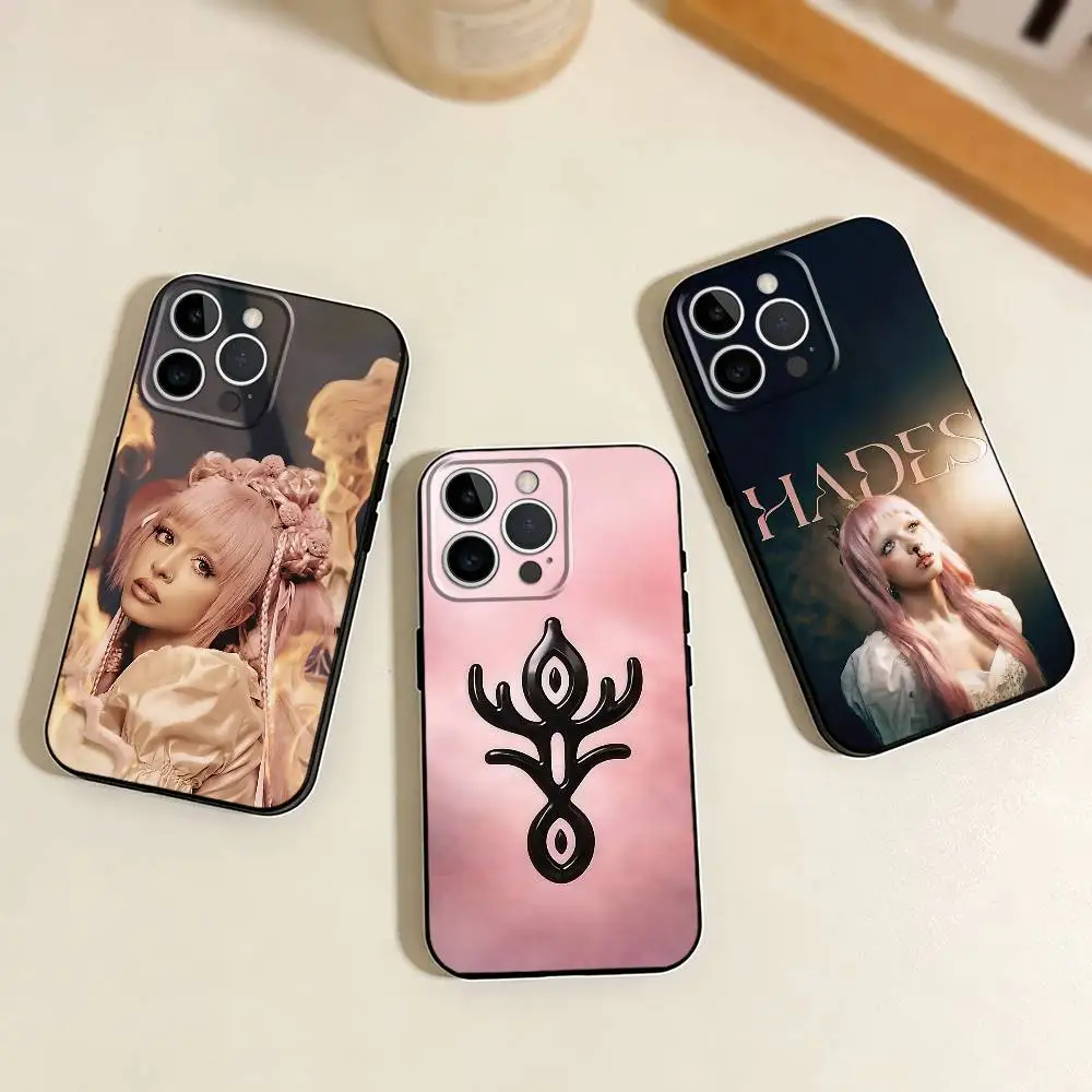 M-Melanie Martinez H-HADES Phone Case For iPhone 17,16,15,14,13,12,11 Plus,Pro Max,XS,Soft Silicone Black Cover