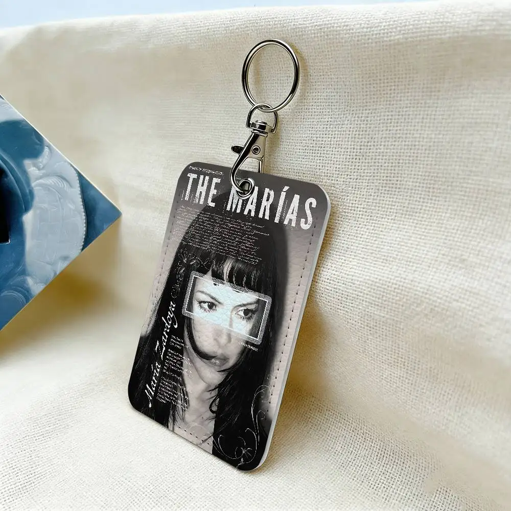 album art S-Submarine The Marias Rectangle ID Card Case Keychain Access Card Bag Key Tag Ring Leather Card Holder Ring Access