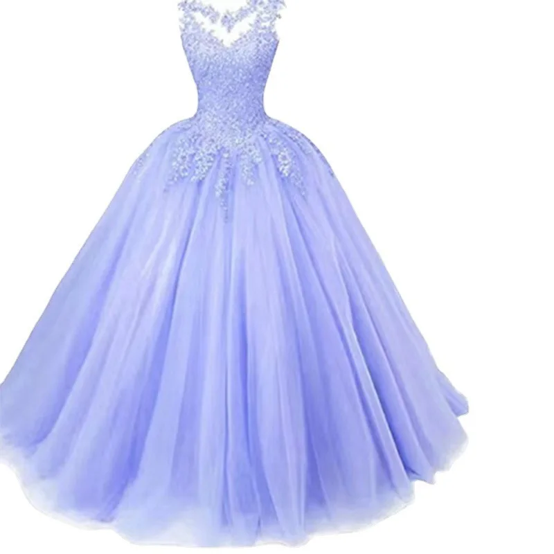 2023 estate nuovo abito da sera blu elegante studente vestito femminile lungo prestazioni vestito colorato filato Prom Dress compleanno